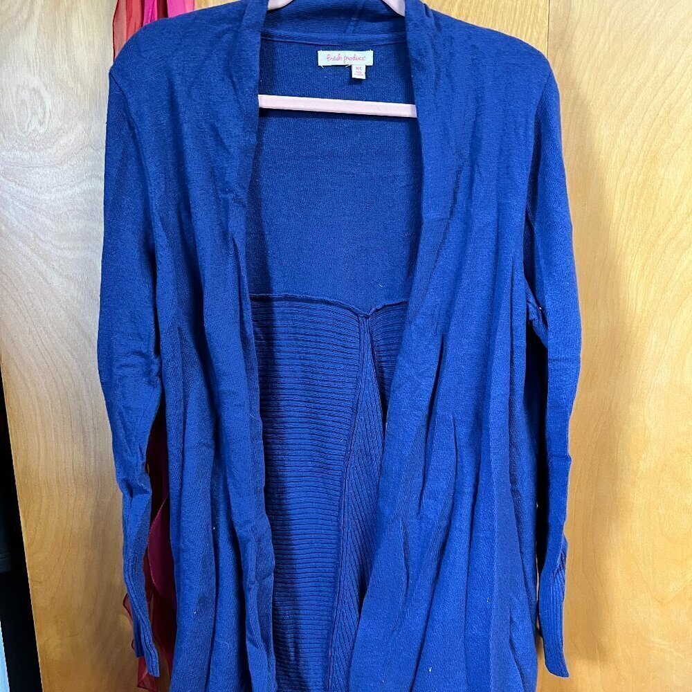 Fresh Produce Duster Style Sweater Cashmere Blend - Blue